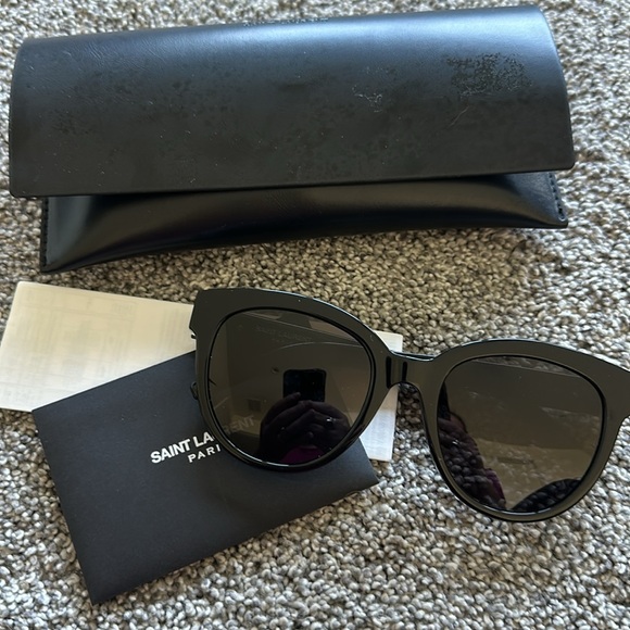 Saint Laurent black acetate monogram sunglasses SL M15 black on black NEW - Picture 3 of 8